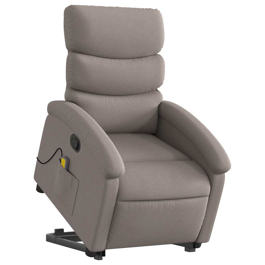 Poltrona elevatória de massagens tecido cinzento-acastanhado