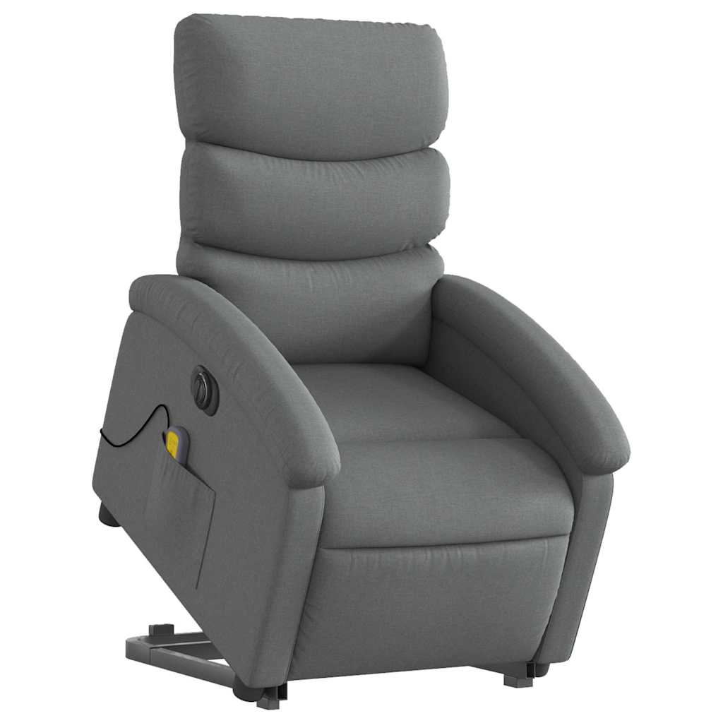 Poltrona elétrica elevatória massagens tecido cinzento-escuro