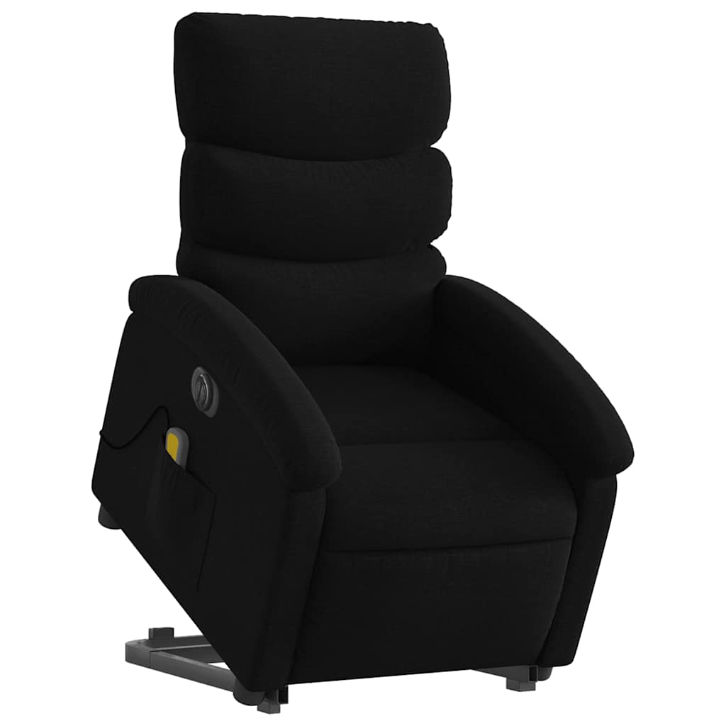 Poltrona elétrica elevatória massagens tecido preto