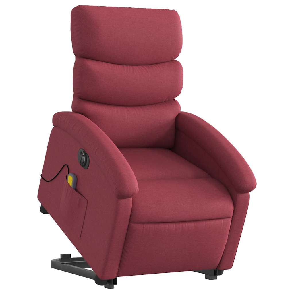 Poltrona elevatória de massagens elétrica tecido vermelho tinto