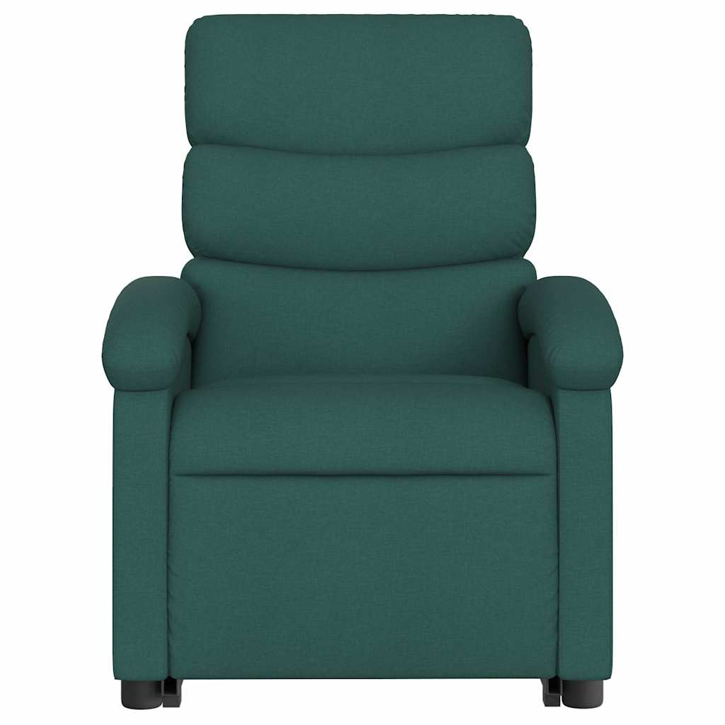 Poltrona elétrica elevatória massagens tecido verde-escuro