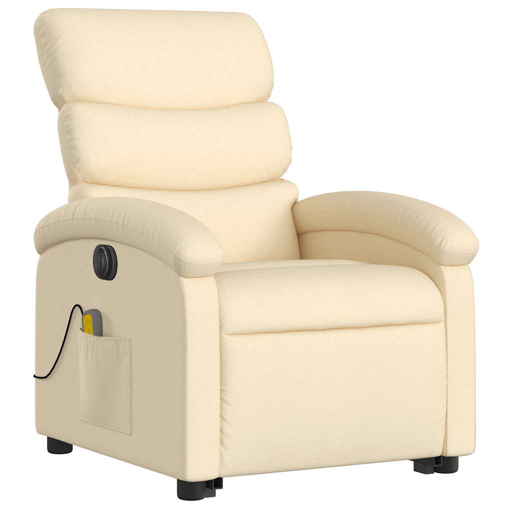 Poltrona elétrica elevatória massagens tecido creme