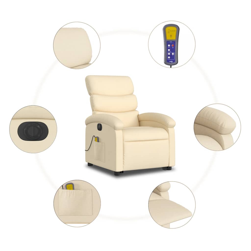 Poltrona elétrica elevatória massagens tecido creme