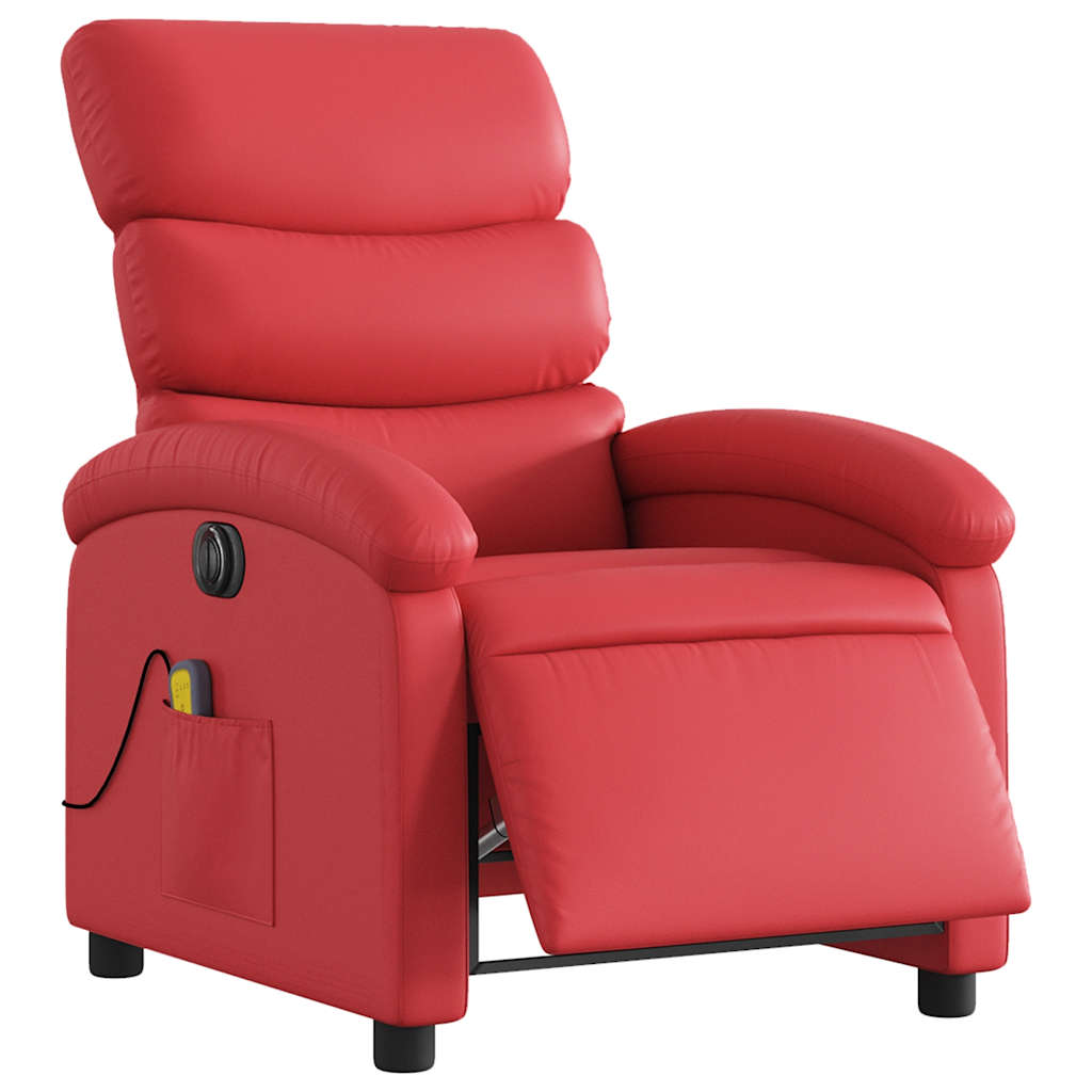 Poltrona massagens reclinável elétrica couro artif. vermelho