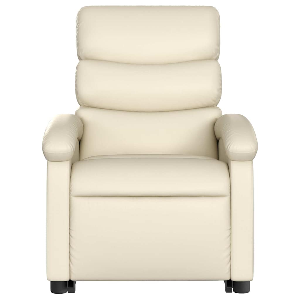 Poltrona reclinável de massagens couro artificial cor creme