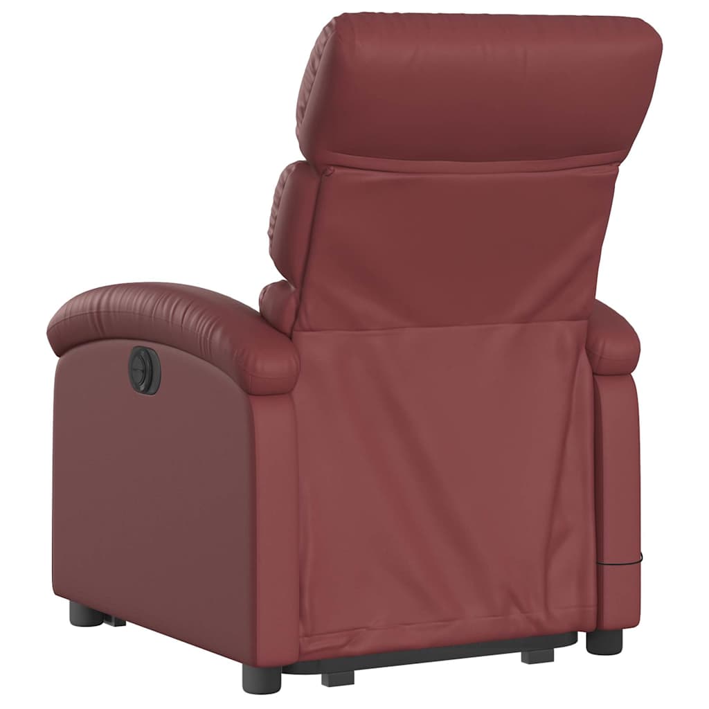 Poltrona massagens reclinável couro artificial vermelho tinto