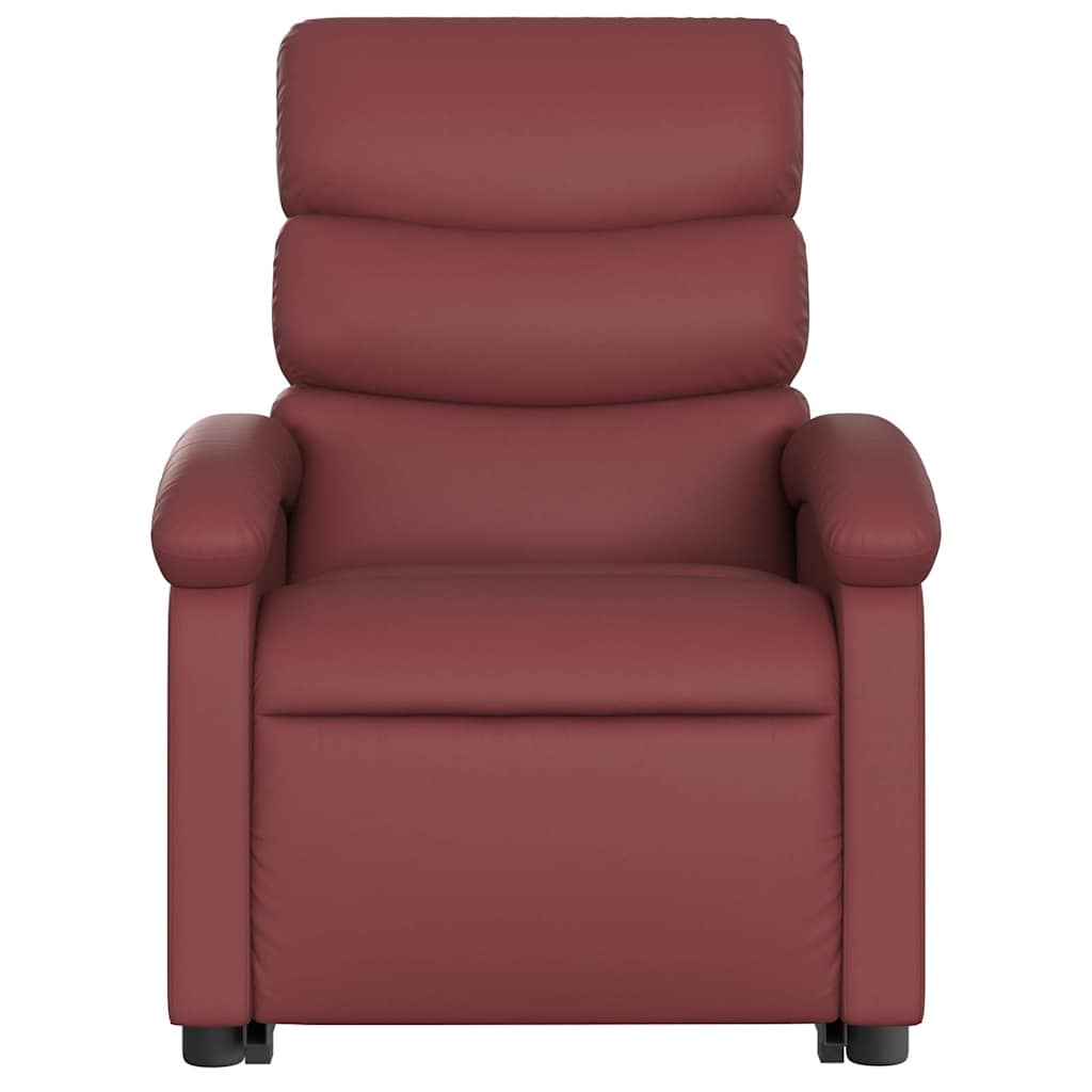 Poltrona massagens reclinável couro artificial vermelho tinto