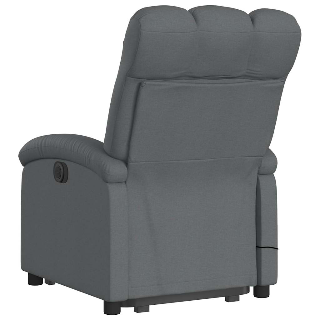 Poltrona elevatória de massagens tecido cinzento-escuro