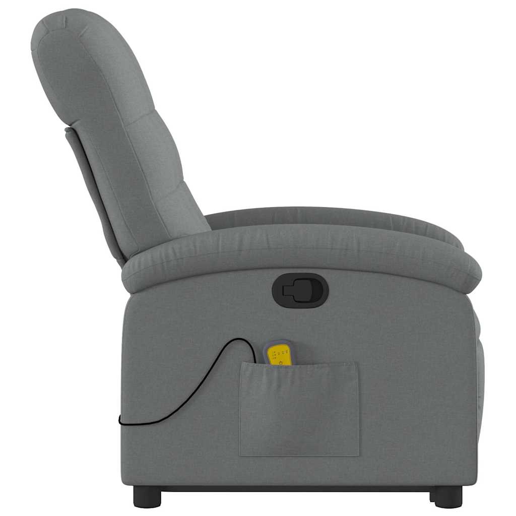 Poltrona elevatória de massagens tecido cinzento-escuro