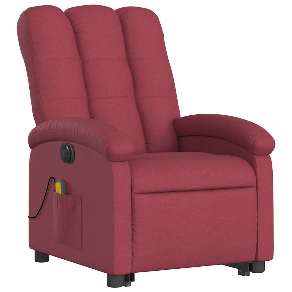 Poltrona elevatória de massagens elétrica tecido vermelho tinto
