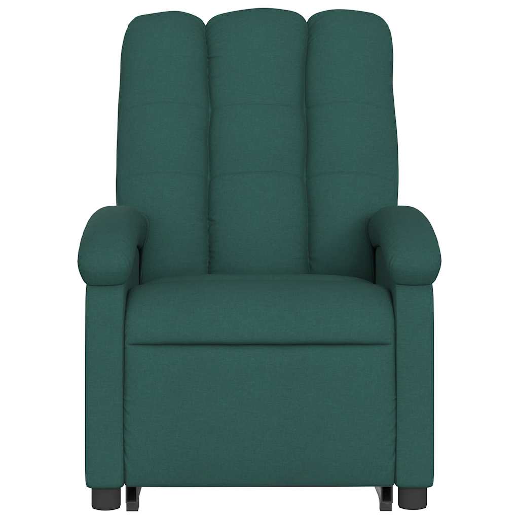Poltrona elétrica elevatória massagens tecido verde-escuro