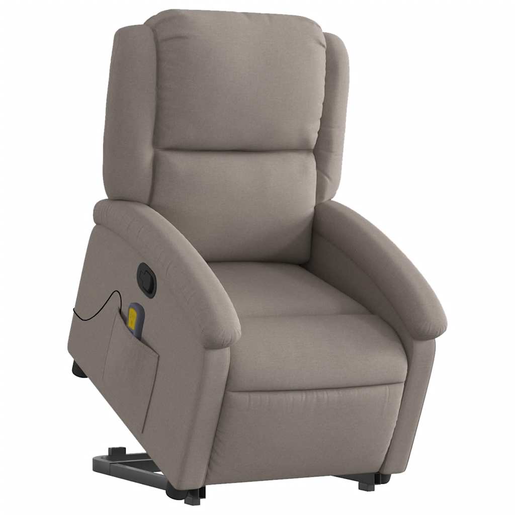 Poltrona elevatória de massagens tecido cinzento-acastanhado