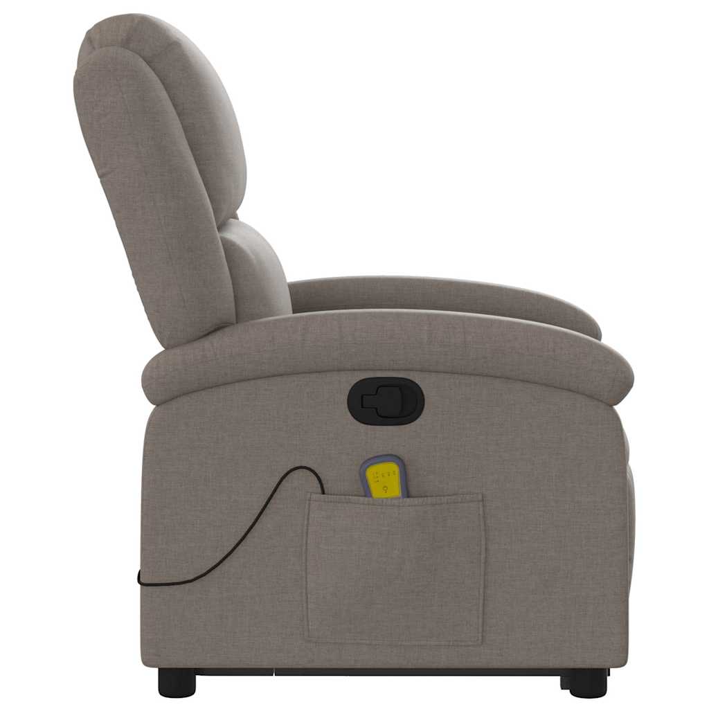 Poltrona elevatória de massagens tecido cinzento-acastanhado