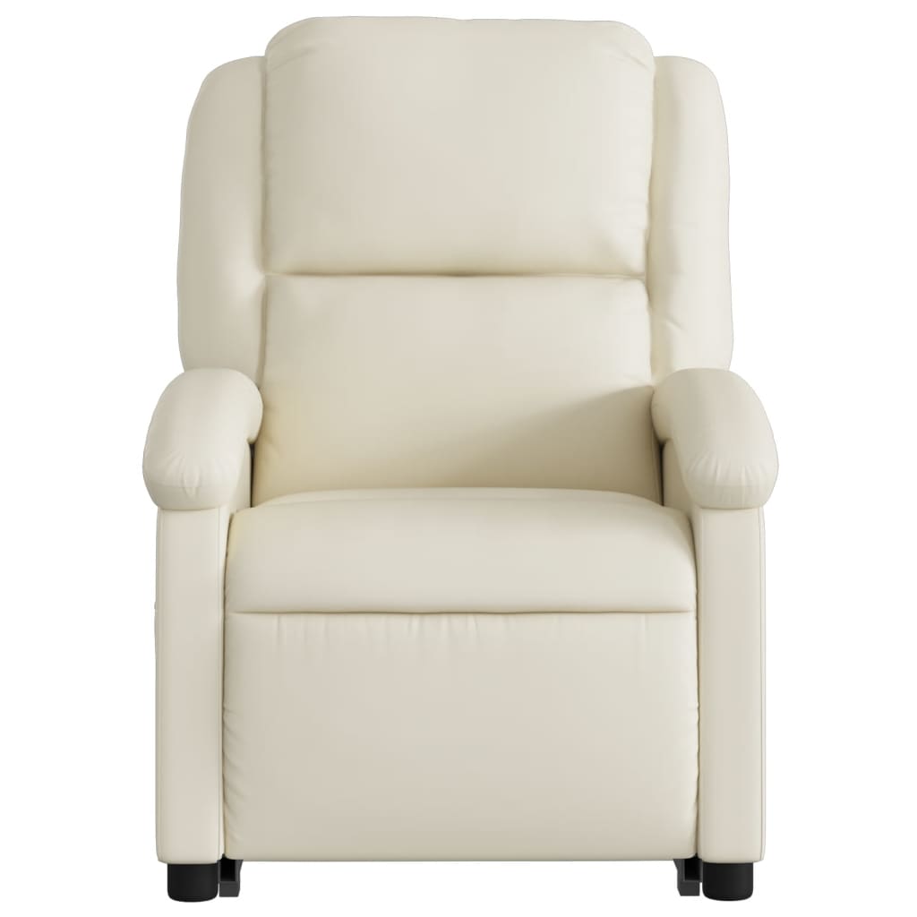 Poltrona reclinável de massagens couro artificial cor creme