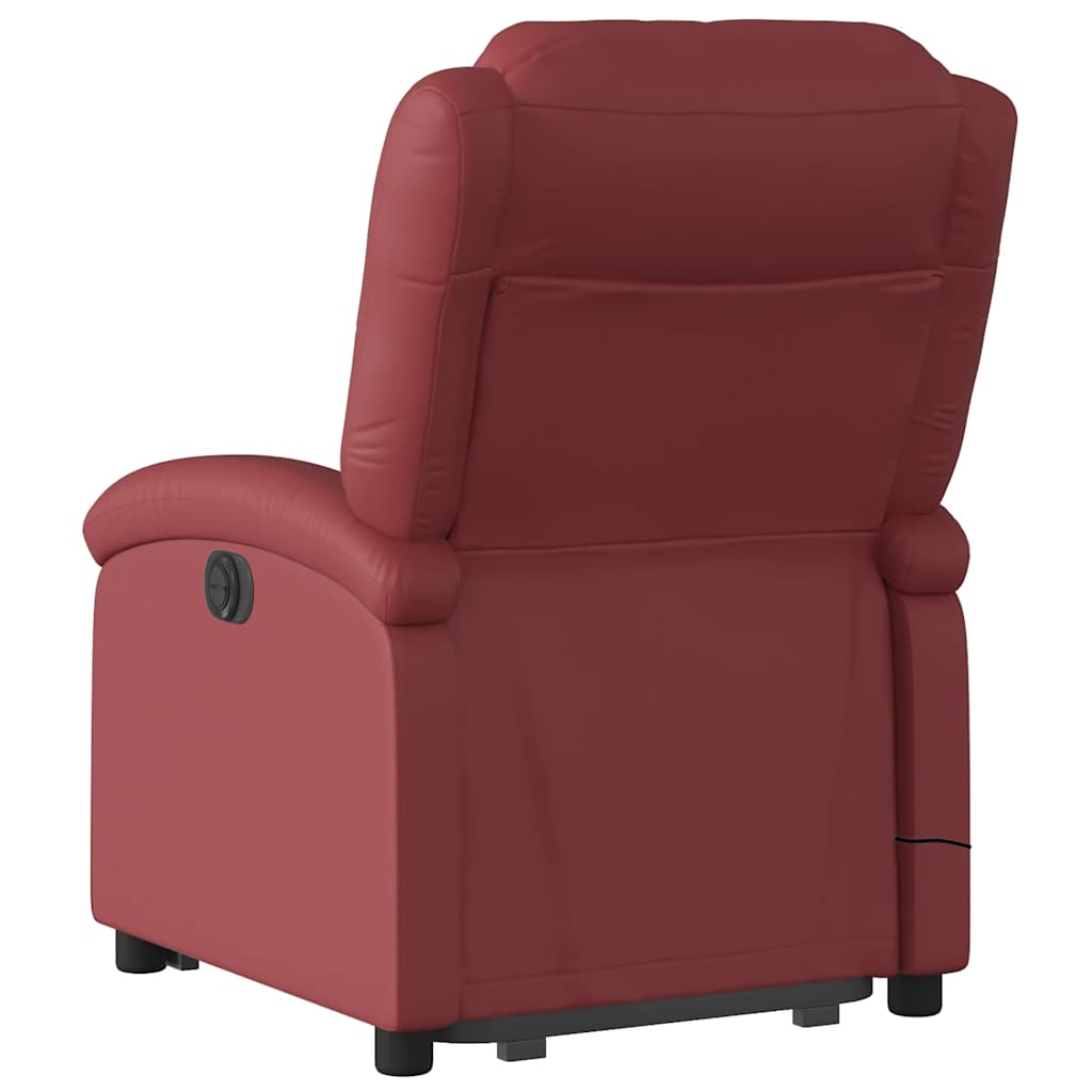 Poltrona massagens reclinável couro artificial vermelho tinto