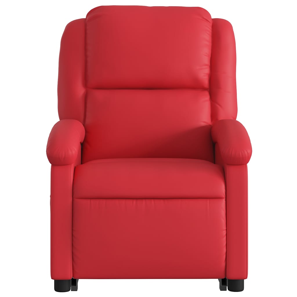 Poltrona reclinável elevatória elétrica couro artif. vermelho