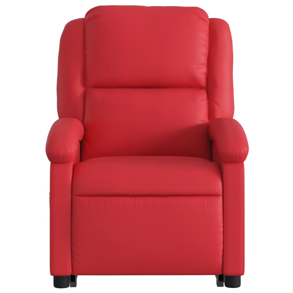 Poltrona reclinável elevatória elétrica couro artif. vermelho