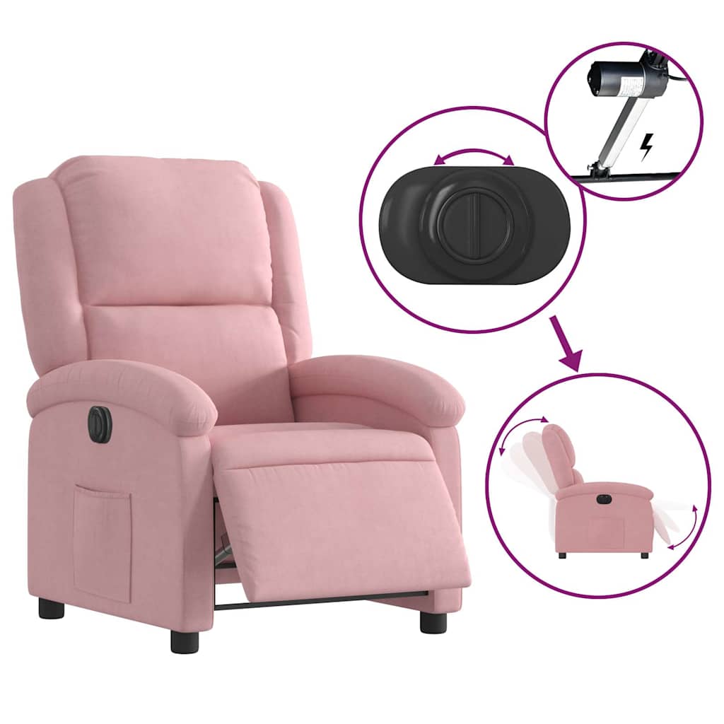 Poltrona de massagens reclinável veludo rosa