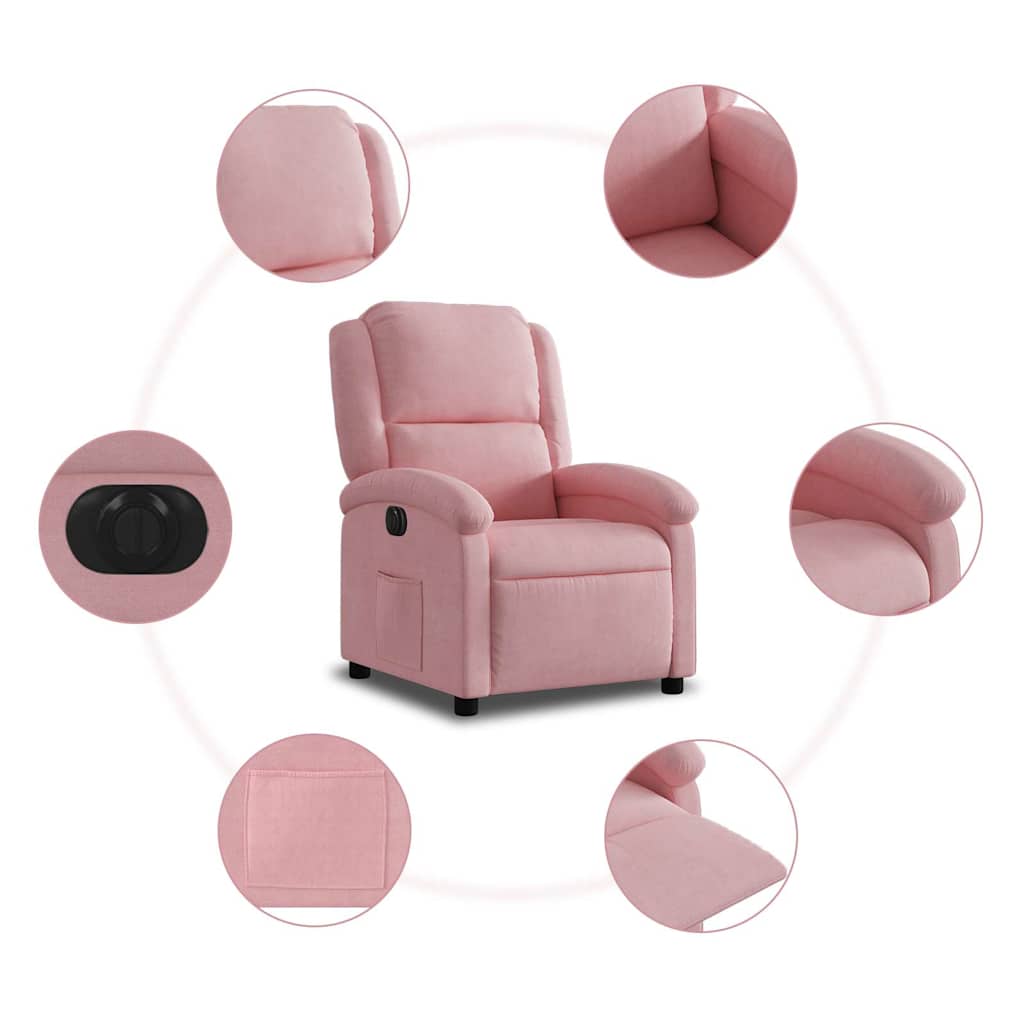 Poltrona de massagens reclinável veludo rosa