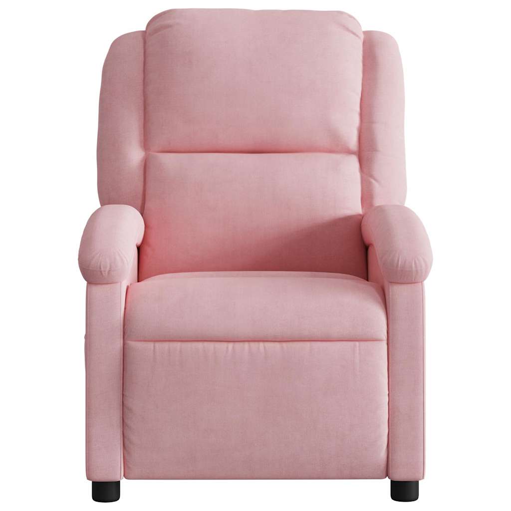 Poltrona de massagens reclinável veludo rosa