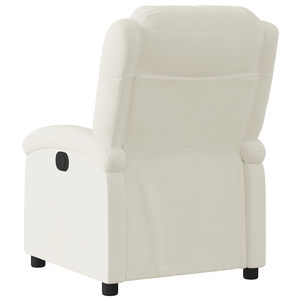 Poltrona de massagens reclinável veludo cor creme
