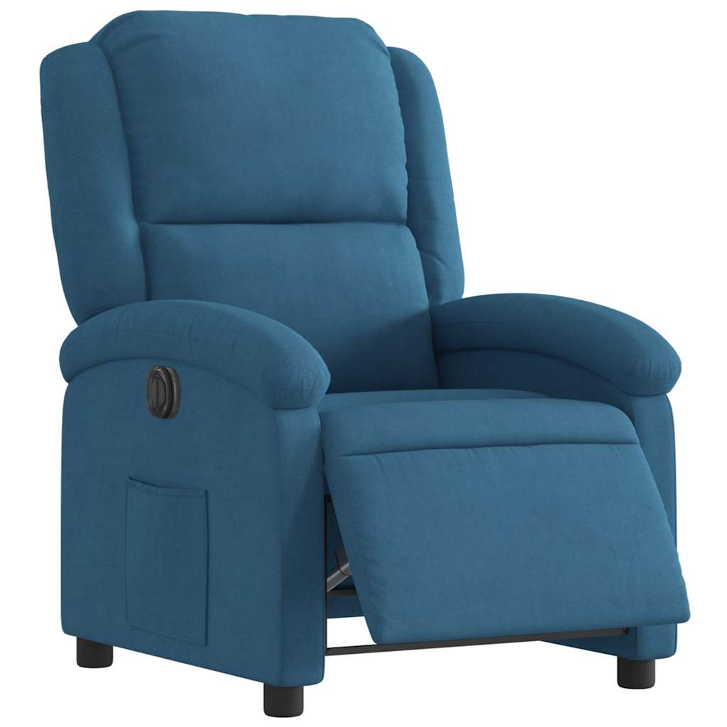 Poltrona de massagens reclinável veludo azul