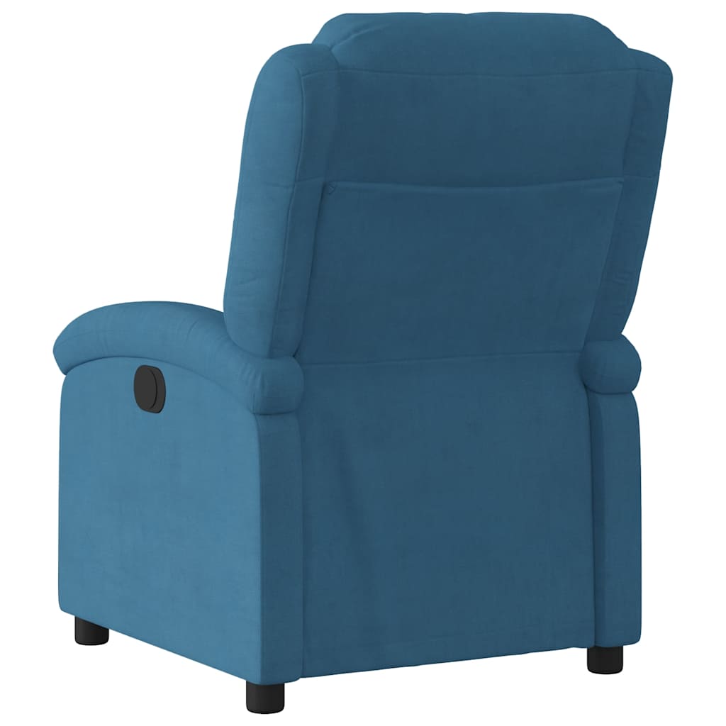 Poltrona de massagens reclinável veludo azul