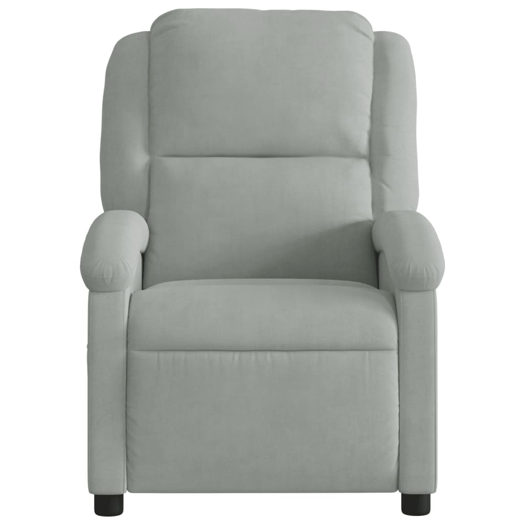 Poltrona de massagens reclinável elétrica veludo cinzento-claro