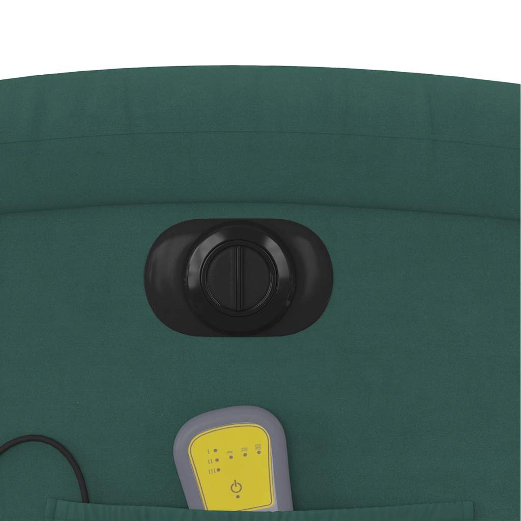 Poltrona de massagens reclinável elétrica veludo verde-escuro
