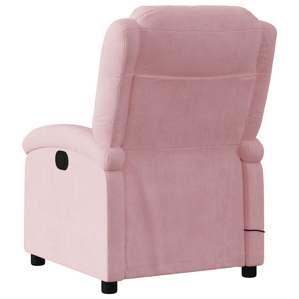 Poltrona de massagens reclinável elétrica veludo rosa