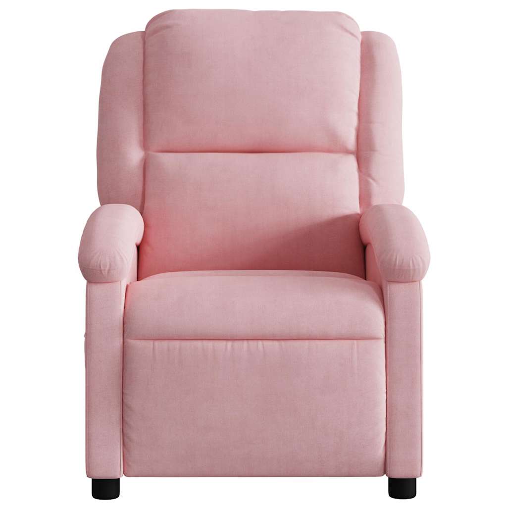 Poltrona de massagens reclinável elétrica veludo rosa