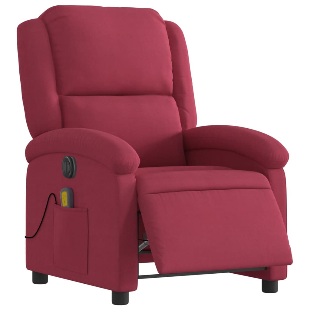 Poltrona de massagens reclinável elétrica veludo vermelho tinto