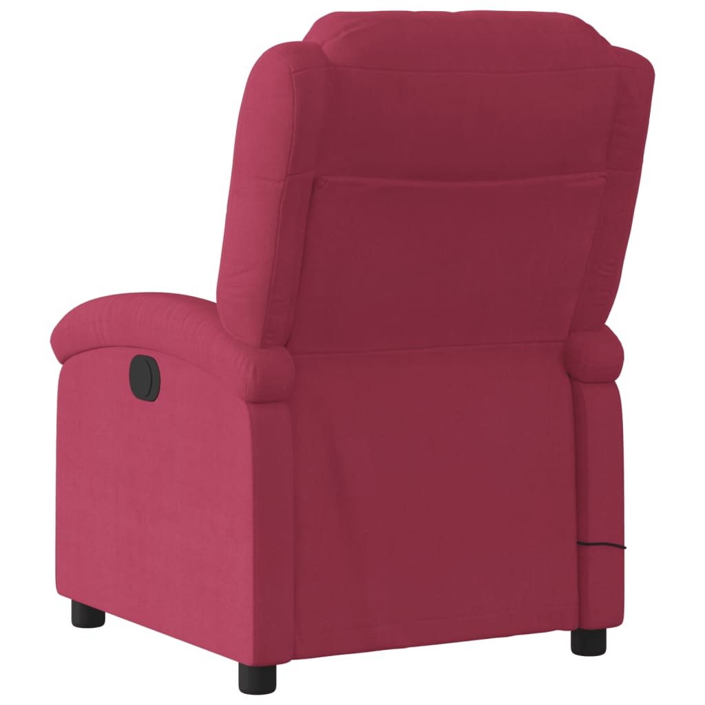 Poltrona de massagens reclinável elétrica veludo vermelho tinto