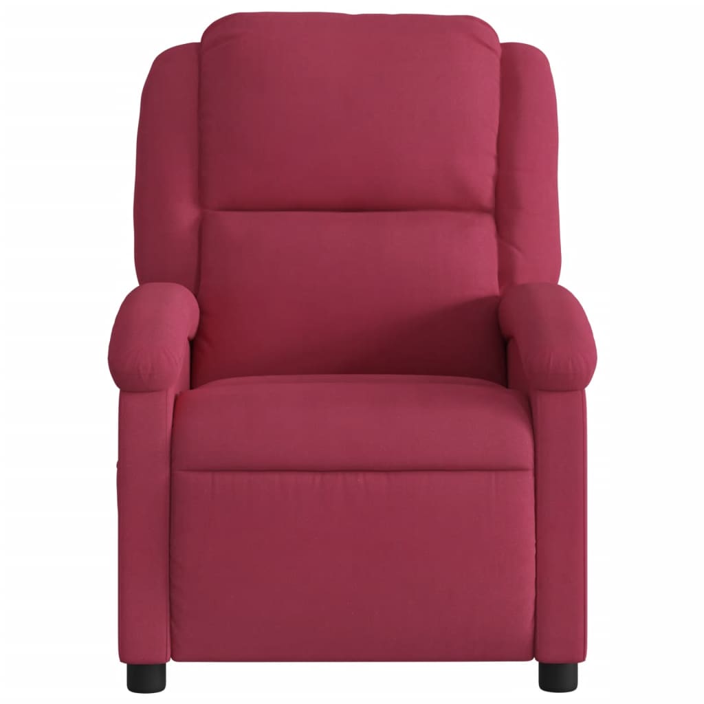 Poltrona de massagens reclinável elétrica veludo vermelho tinto