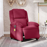 Poltrona de massagens reclinável elétrica veludo vermelho tinto