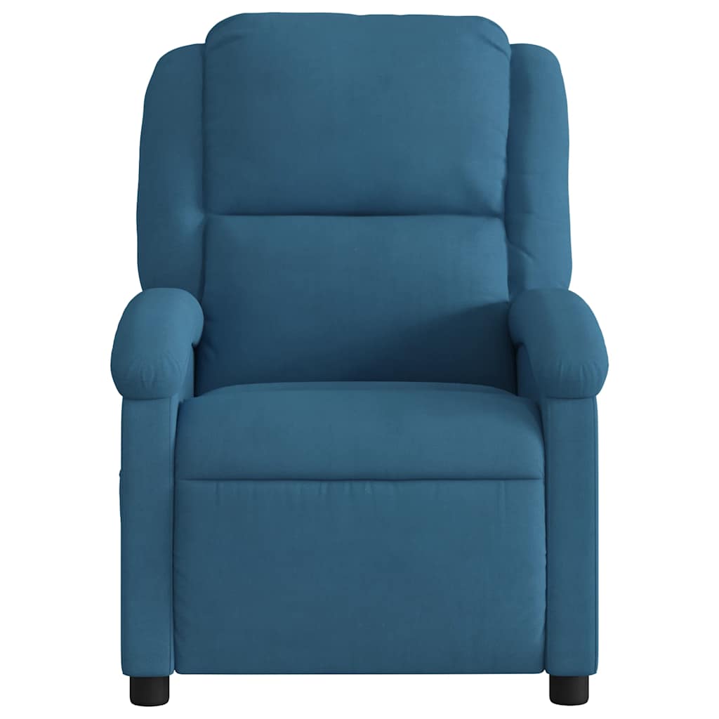 Poltrona de massagens reclinável elétrica veludo azul