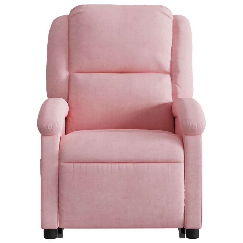 Poltrona reclinável elevatória veludo rosa