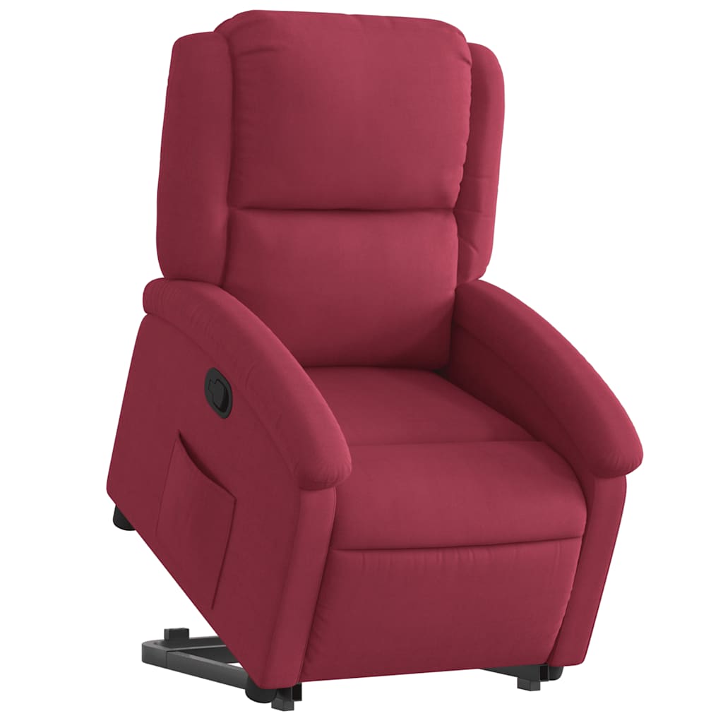 Poltrona massagens reclinável elevatória veludo vermelho tinto