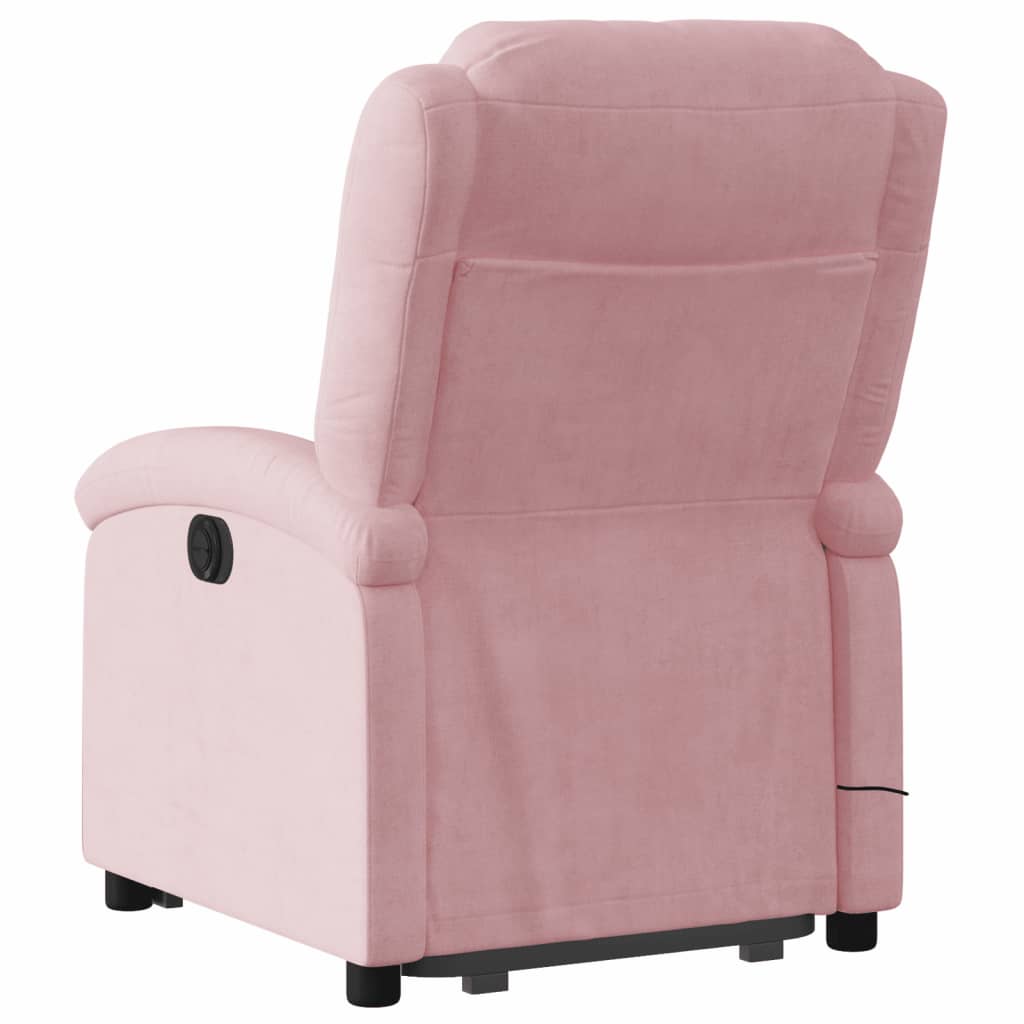 Poltrona elevatória de massagens veludo rosa