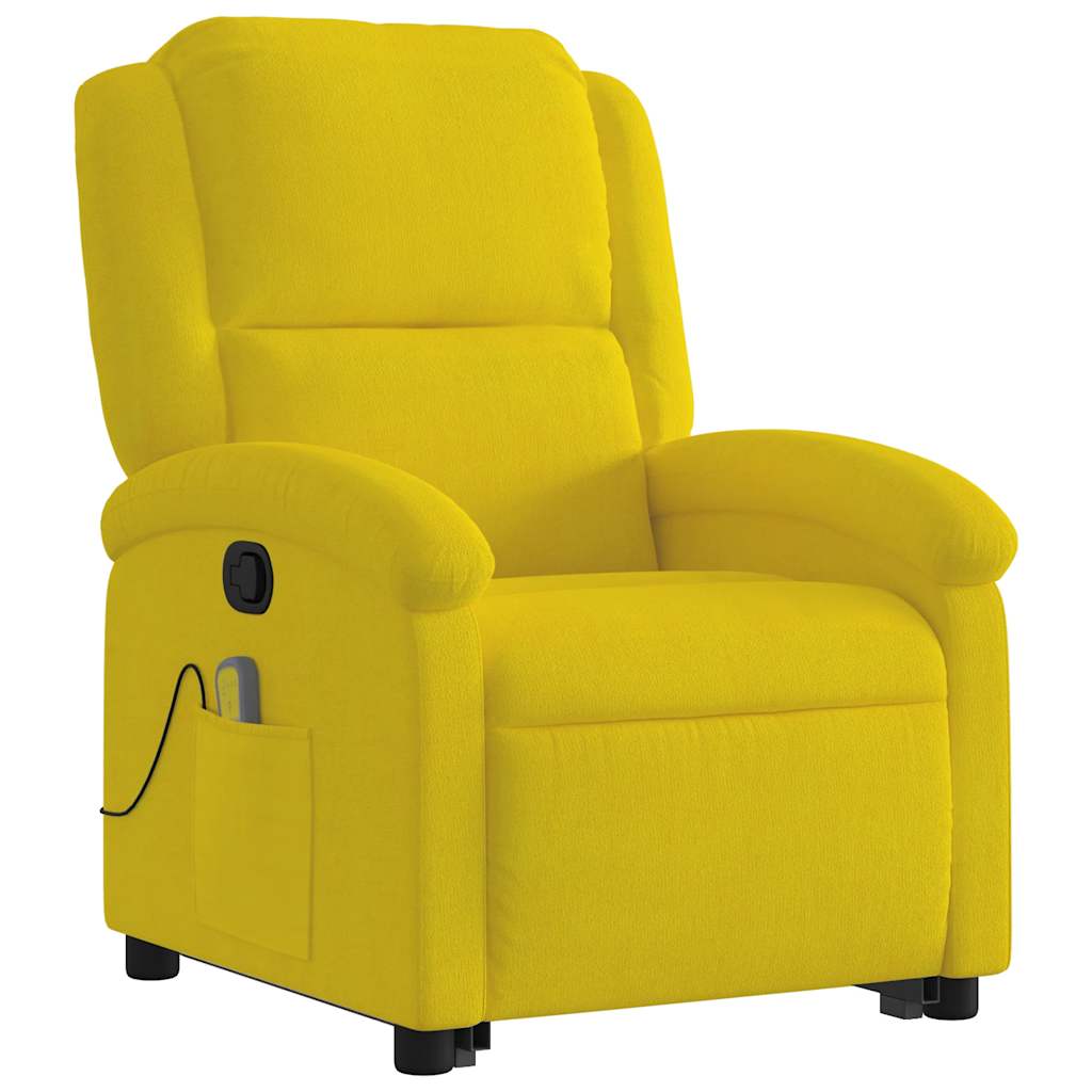 Poltrona elevatória de massagens veludo amarelo