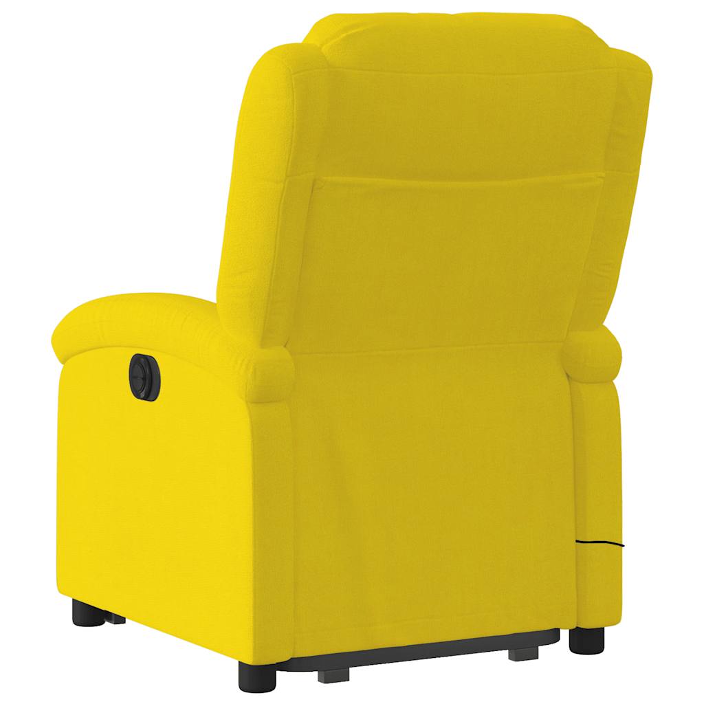 Poltrona elevatória de massagens veludo amarelo