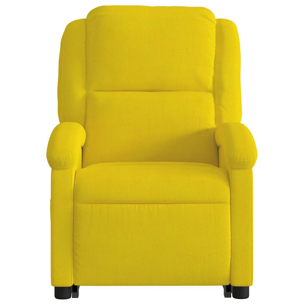 Poltrona elevatória de massagens veludo amarelo