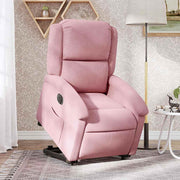 Poltrona reclinável elevatória elétrica veludo rosa