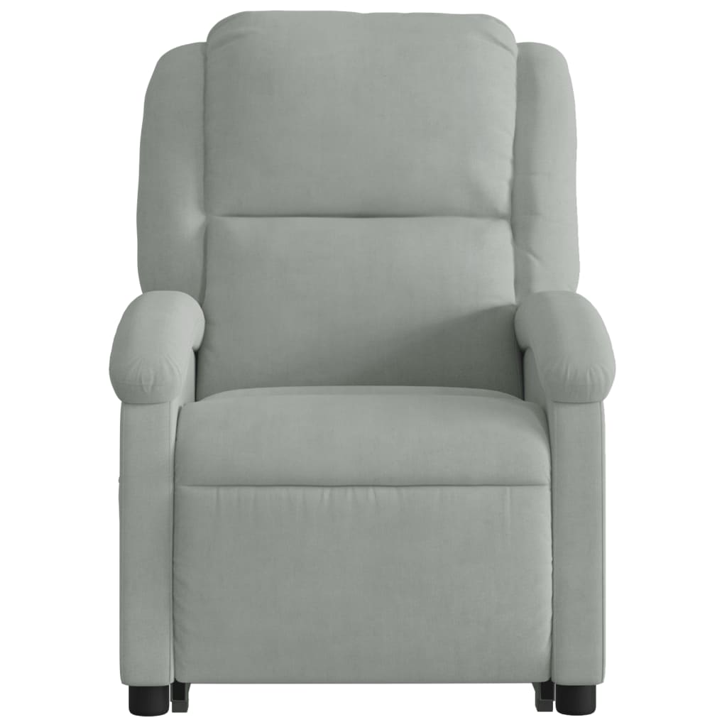 Poltrona de massagens reclinável elétrica veludo cinzento-claro
