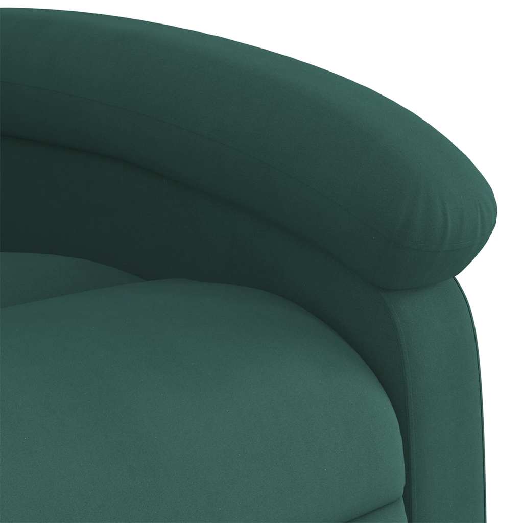 Poltrona massagens elevatória elétrica veludo verde-escuro
