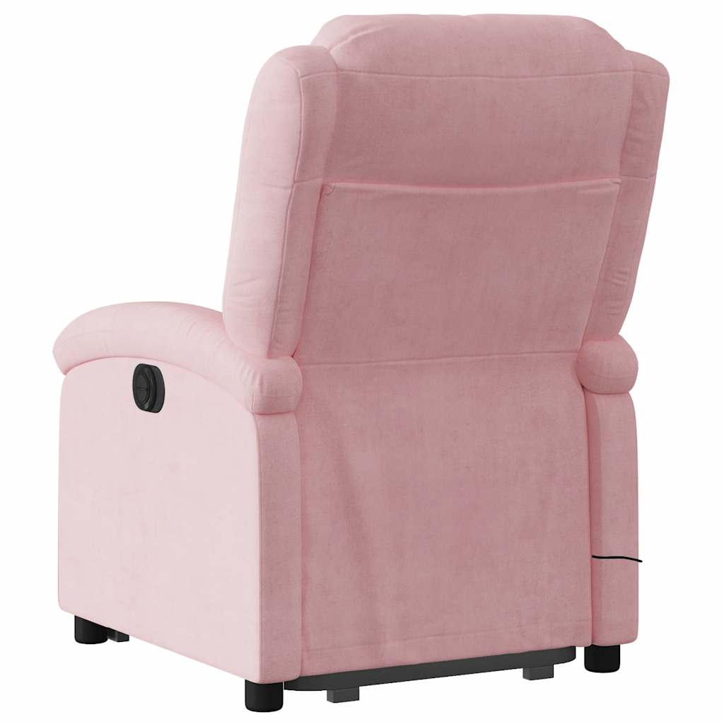 Poltrona massagens reclinável elevatória elétrica veludo rosa