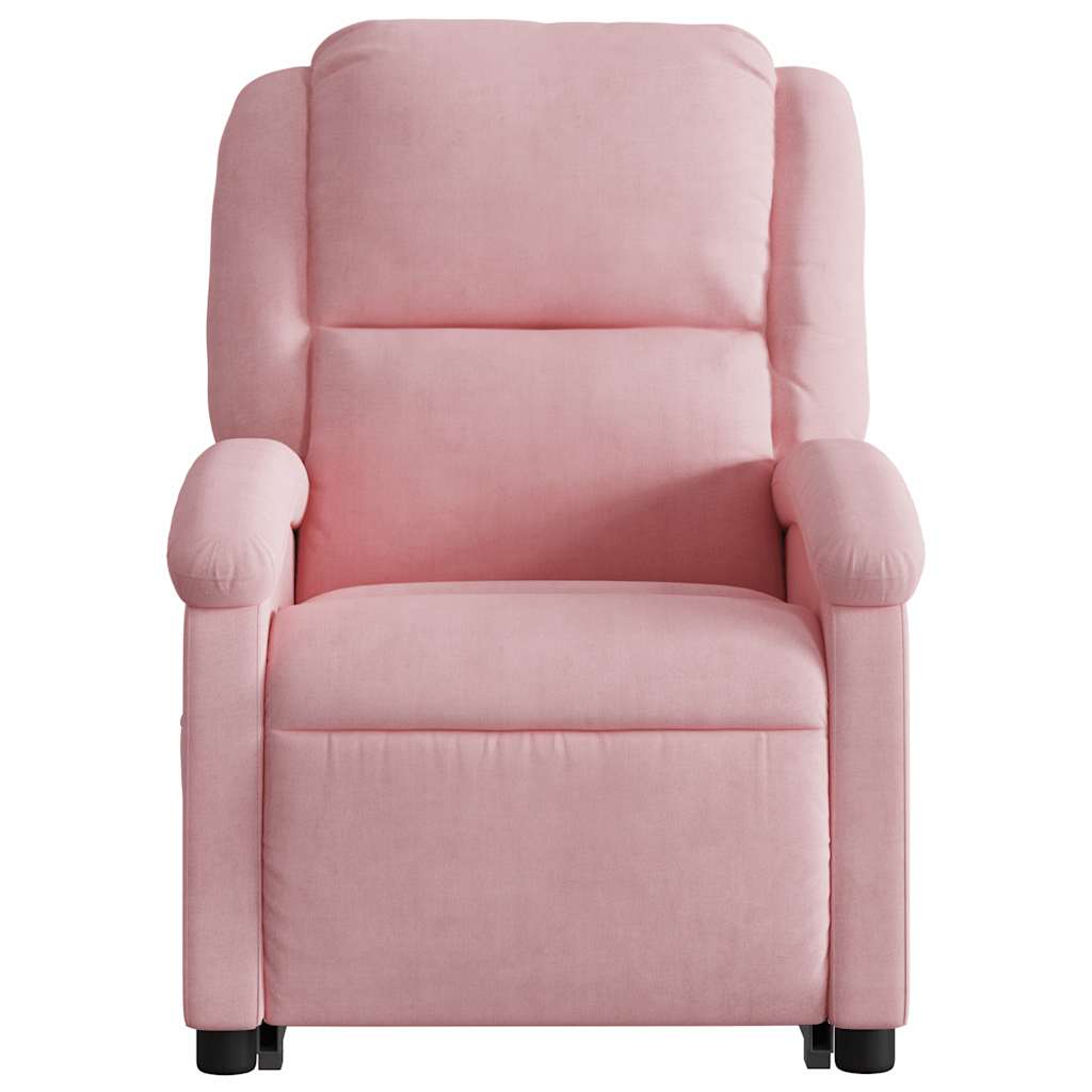 Poltrona massagens reclinável elevatória elétrica veludo rosa