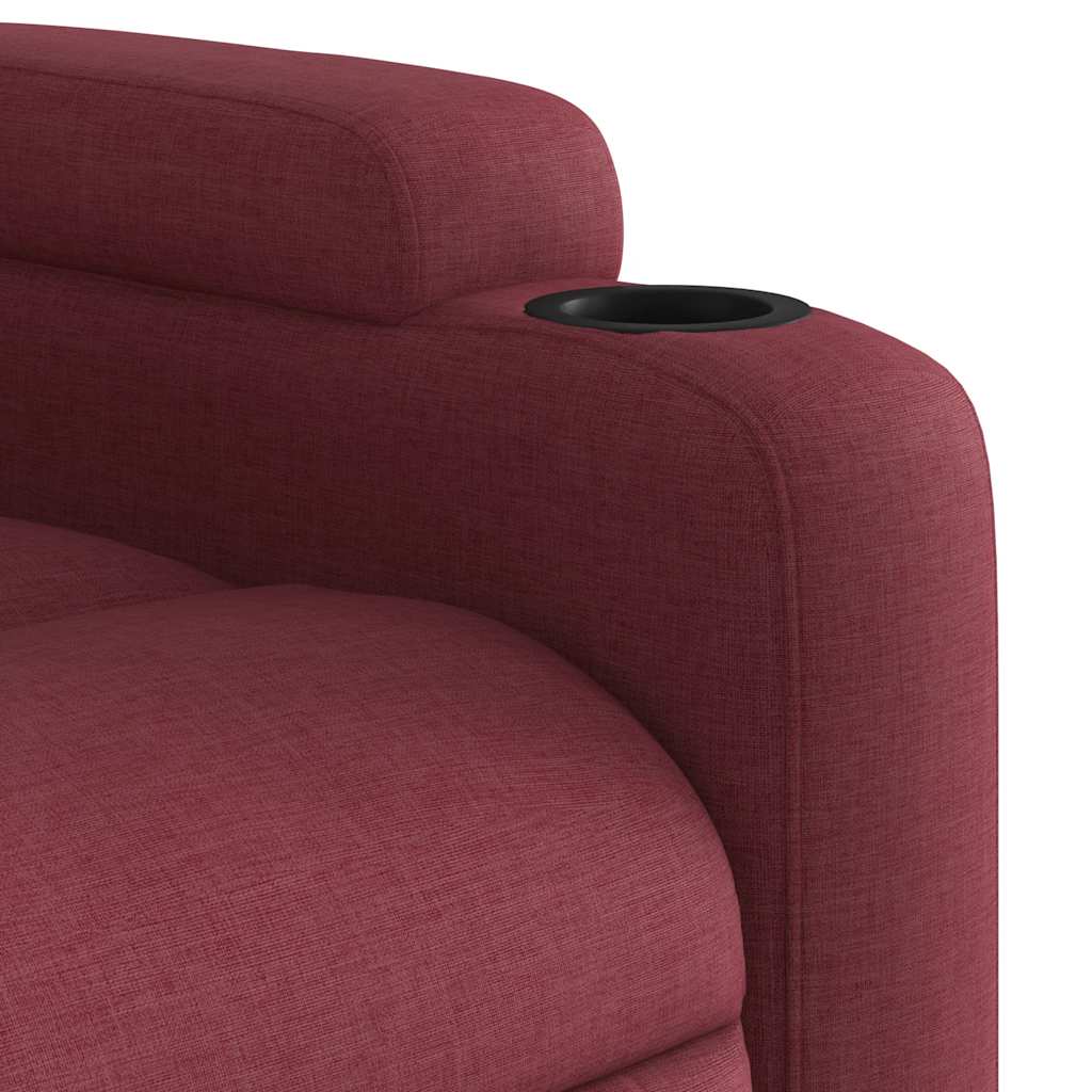 Poltrona elevatória de massagens elétrica tecido vermelho tinto