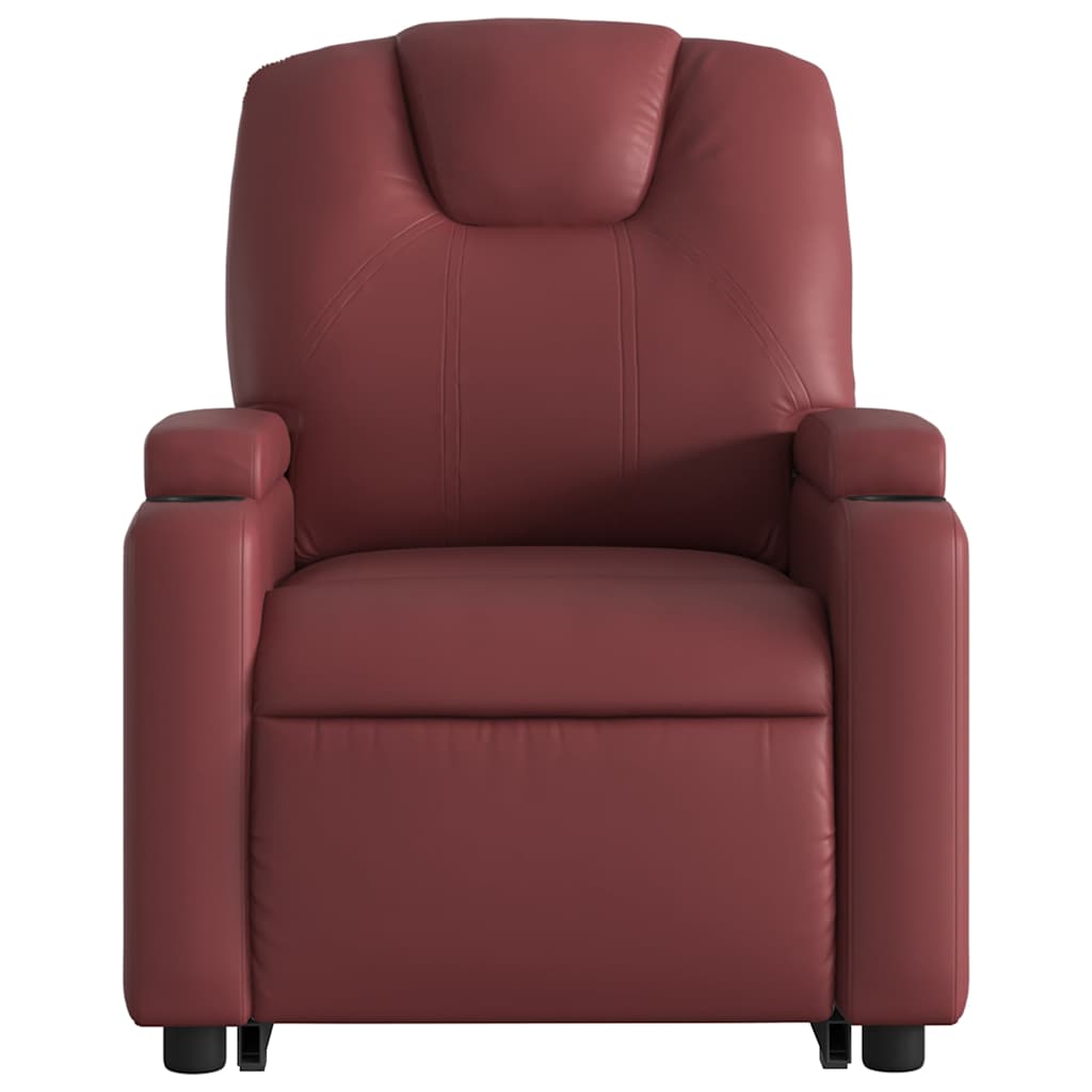 Poltrona massagens reclinável couro artificial vermelho tinto