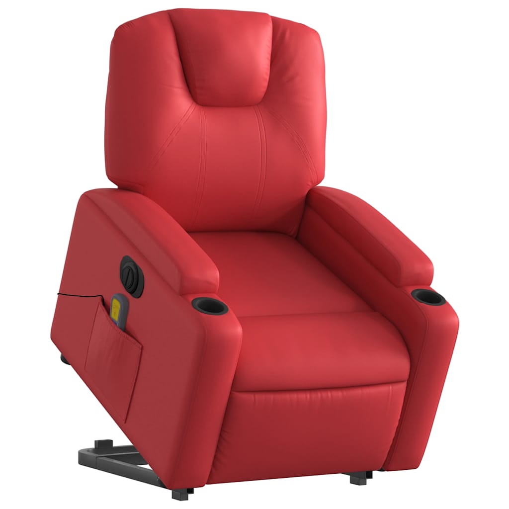 Poltrona reclinável elevatória elétrica couro artif. vermelho